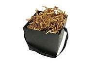 Solid Color Cardboard Treat Box Bucket w/Ribbon Handle 4" x 5" with Natural Color Crinkle Shred Choose Box Color (Black)