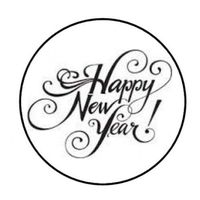 HotSaleStore Sticker Seals 48 Happy New Year Envelope Seals Labels Stickers 1.2" Round