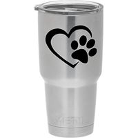 Dog Paw Heart Decal (Black) for dog and animal lovers. Genuine ViaVinyl brand for windows, laptops and Macbooks, iPads and Tablets, iPhones and cell phones, Yeti and Rtic tumbler cups, and more!