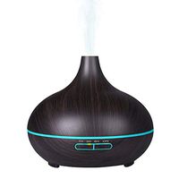 Aromatherapy Essential Oil Diffuser, JoySusie 500ml Wood Grain Ultrasonic Cool Mist Whisper-Quiet Humidifier with Color LED Lights Changing & 4 Timer Settings (Dark Brown)