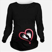 Meolin Pregnant Women Long-Sleeved T-shirt Ladies Long Sleeve Tops Comfy Pullover T Shirts,black,S
