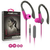 Ultra Acellories Athletic High Performance with Built-in Mic Earbuds (Pink/Gray)