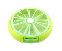 7 Day Weekly Portable Plastic Rotating Pill Jewelry Box Cases Container Organizer Travel Cute Fruit Style Medicine Vitamins Holder Storage Dispenser (Green)
