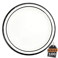 Pack of 100 Black Rim Disposable Paper Plates, Round 9", Everyday Party Supplies for Appetizer, Lunch, Dinner, or Dessert