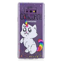 Cfrau Clear Case with Black Stylus Compatible with Samsung Galaxy Note 9,Women Girls Colorful Print Ultra Thin Shock Absorption Bumper Soft TPU Rubber Flexible Silicone Case,Rainbow Cat