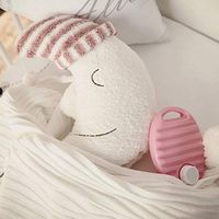 Pannow Moon Shape Hot Water Bottle with Cover, Portable Rubber Hot or Cold Pack with Plush Cover for Muscle Aches Pain Relieve, Menstrual Cramps & Flu Symptoms,11.8inch