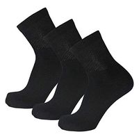 Big and Tall Diabetic Neuropathy Ankle Socks, King Size Mens Athletic Socks (13-16, Quarter Black) - 3 pairs