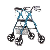 HMHD Lightweight Folding Rollator Walker with 4 Wheel,Old Man Walking cart,Hand Brake 45cm Wide Seat Adjustable Height,Trolleys Multifunctional Leisure Folding Shopping cart,Mobility Aid Frame