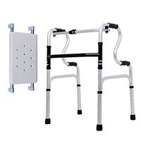 Standard Walker Elderly People with PE Sitting Board,Exchangeable Fixed Dual Purpose,Height Adjustable Folding Aluminum Alloy Disabled Person Walking Rehabilitation Equipment,WithoutWheel