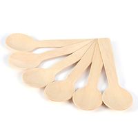 100Pcs Disposable Wooden Spoons Mini Kitchen Ice Cream Dessert Spoons 10cm Flatware Cutlery Bupplies