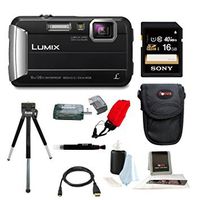 Panasonic Lumix DMC-TS30 Digital Camera (Black) with 16GB Accessory Bundle