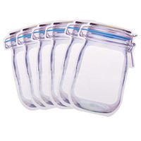 MISAZ 10 Pieces Jar Shape Zipper Bag, 650ML Resealable Food Storage Bags for Store Snacks, Nuts, Fruits, Cookies, Sandwich, Keep Fresh, Blue