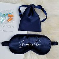 Personalized Satin Sleep Eye Mask Blindfold, Bridesmaid Gift Hen Party Custom Monogram Bachelorette Wedding Favors Birthday Gift for Her (Indigo Mask)