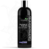 Skinsations - Natural Massage Oil - Vanilla 13.5oz | Warming, Relaxing, Edible Massage Oil for Couples, Fractionated Coconut Oil Blend with Sweet Almond, Grapeseed oil & Jojoba