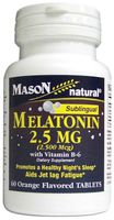 Mason Natural Melatonin, 2.5mg with Vitamin B-6, Sublingual Tablets, Orange, 60 ea