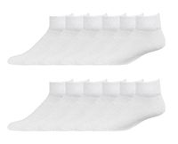 2ND DATE Premium Cotton Diabetic Ankle Socks - White-L-Pack of 12