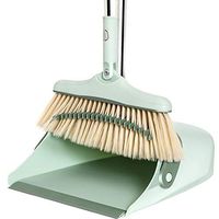 Broom and Dustpan Set, with 180° Swivel Head and Extra Long Serration Sweeper and Dust Pan Combo for Household Cleaning Sweeping(Green),Green