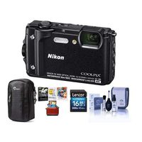 Nikon Coolpix W300 Point & Shoot Camera, Black - Bundle with 16GB SDHC Card, Camera Case, Cleaning Kit, Mac Software Package