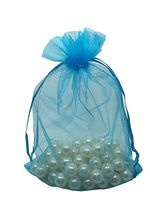 MELUOGE 100pcs 6X9 Inches Organza Drawstring Jewelry Pouches Bags Party Wedding Favor Gift Bags Candy Bags (Turquoise)
