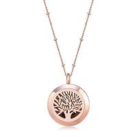 Mesinya Rose Gold Color 316L S.Steel Essential Oils Aromatherapy Diffuser Locket Necklace 20'' Chain (Tree of Life 1'')