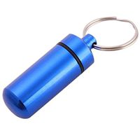 UNKE Portable Colorful Metal Aluminum Hermetic Pill Box Outdoor Waterproof Small Pill Case Keychain Container,Blue