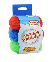 Shabbos Dish Cleaning Scrub – Red, Blue and Green 3 Pack - Dishwashing Scouring Pad Sponges for Shabbat – Comfortable Grip, Ergonomic Shape – Color Coded Home Accessories by The Kosher Cook