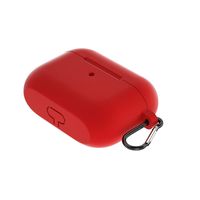 for New AirPods Pro Silicone Case with Keychain (Indicator Light Visible), JKRED Premium Liquid Silica Gel Portable Case Cover for Apple AirPods Pro 2019 Wireless Charging Box (Red)