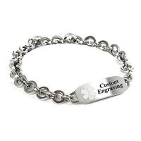My Identity Doctor - Custom Engraved Medical Alert Bracelet - 316L Steel 8mm Round Link - White - Wrist Size 7.5 Inch