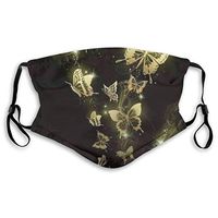 YOFFYO Golden Butterflies Anti-Dust Earloop Mouth Cover for Women Men, Pollen Cycling Painting Half Face Mouth Cover - Adjustable Elastic Band