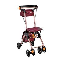 Walkers for Seniors with Seat Senior Shopping Trolley, Four-Wheeled Walker, Lightly Foldable, with seat Rolling Walkers (Color : Red)