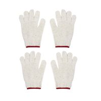 uxcell Grey White Red Stretch Cuff Cotton Yarn Working Gloves 2 Pairs for Workman