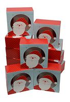Christmas Cookie Gift Boxes, fold-able with Holiday Designs, Set of 12 Boxes (Gingham Santa)