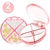 MEACOLIA 2 PCS Travel Pill Box Case for Purse Pockets Portable Small Pill Organizer Case Medicine Storage Container to Hold Vitamins, Fish Oil, Supplements (Pink)