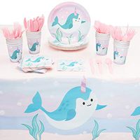 Narwhal Birthday Party Supplies, Dinnerware Set (145 Pieces, Serves 24)