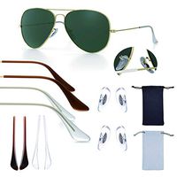 BEHLINE 2 Pairs Replacement Temple Tips,2 Pairs Nose Pads Nose Piece for Ray-Ban Aviator RB3025 3026 Sunglasses,Repair Kit,with 2 Glasses Storage Bags (2 Pairs-Brown+Clear)
