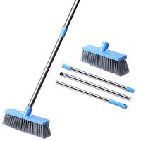 JEBBLAS Floor Scrub Brush With Long Handle -47.3" Bathroom Push Broom Stiff Bristle Grout Brush Tub and Tile Brush for Cleaning Bathroom, Patio, Kitchen, Wall and Deck