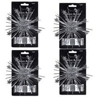 Gift Wrap Bows and Curling Ribbon PaperCraft 4 Pack (Silver)