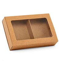 2-Section Slide Open Soap Boxes with Window - 6-1/8" X 4" X 1-1/4" - Kraft - Case 100