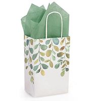 NW Watercolor Greenery Paper Shopping Bags - Rose Size - 5 1/4 x 3 1/2 x 8 1/4in. - 25 Pack