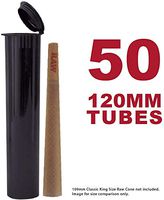 W Gallery 120MM Black Doob Tubes | 50 Pack | Waterproof Airtight & Smell Proof Blunt Vial Container | Child Resistant w/ Squeeze Pop Tops | BPA Free | Ideal for Storing King Size Pre Rolled RAW Cones