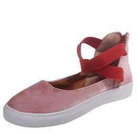 HebeTop Women's Lightweight Walking Athletic Shoes Breathable Zipper Single Shoes Casual Shoes Pink