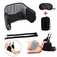 Neck Hammock Stretcher, Portable Cervical Relaxation Traction Device with Adjustable Stretch Belt and Eye Mask, for Relief Neck Shoulder Back Stiff and Muscle Tension Spinal Decompression (Black)