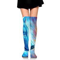 Fire And Ice Wolf Womens Over Knee Long Tube Crew Socks Printed Novelty Stretch Stockings For Sports