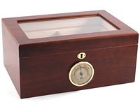 Prestige Import Group Cherry Wood Glass Top Cigar Humidor - 100ct.