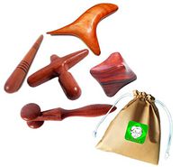Lungcha Traditional Thai Massage Wooden Stick Tool, Reflexology, Acupuncture Point Gua Sha for Body, Foot, Hand, Head, Face, Nose, Neck, Back, Waist Massage (Set 5 Full Body Massage)