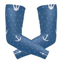 LEVEIS White Anchor and Polka Dots Blue Arm Sleeves UV Protection for Men Women Sunblock Protective Gloves Running Golf Cycling Driving Long Arm Cover 1 Pair