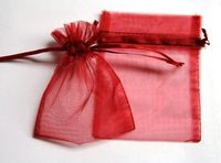 48 Organza Drawstring Pouches Gift Bags 4x5 - Burgundy