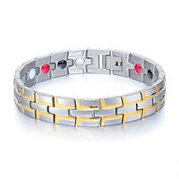 Extra Germanium Strength Magnetic&Negative-ions Therapy 316L Stainless Steel Gold Bracelets for Men Health Stress Relief Wristband [Free Links Removal Tool]