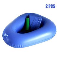 Air Inflation Bedpans,Fencia 2 pcs Washable Portable Air Inflation Blue Bed Pan Bedridden Elderly Inflatable Stool Bedsore Toilet with Inflator for Men Women