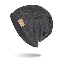 Theoylos Men's Knit Hat Warm Plus Velvet Beanie Hat Outdoor Windproof Skull Cap Fleece Lined Ski Cap for Men Women Dark Gray